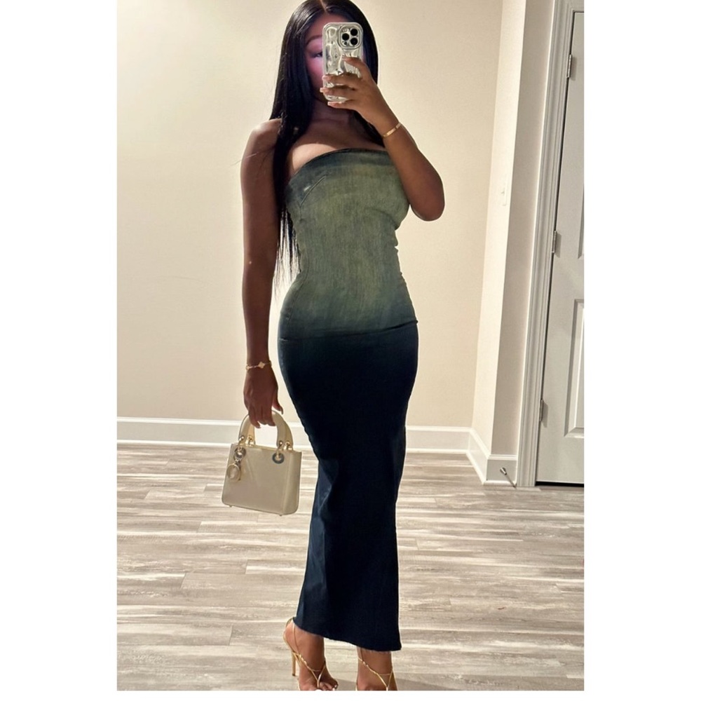 Denim style maxi dress